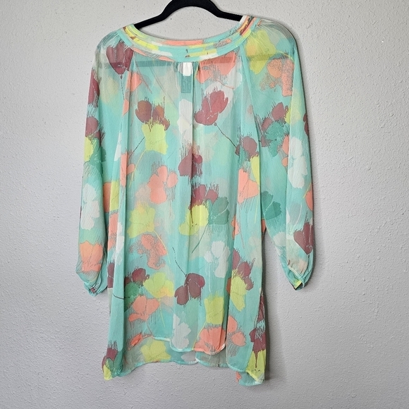 Lane Bryant Sheer Blouse Womens 22/24 Plus Size Chiffon Floral Tunic Top - Picture 7 of 11